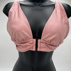 New Shade & Shore swim top size M (8-10) Metallic pink with tortoiseshell buckle